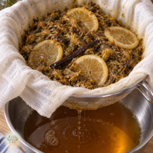 Dandelion Honey Straining