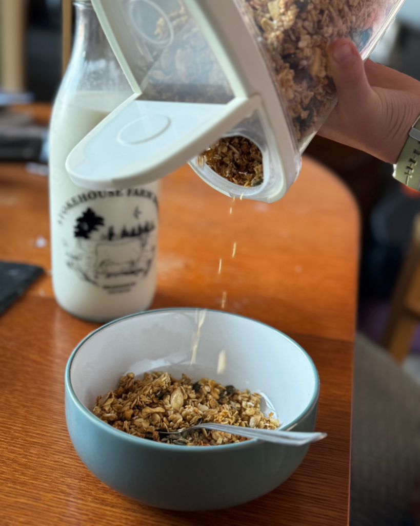 Homemade Granola Pouring