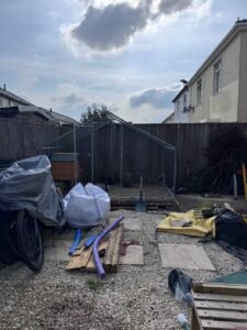 Rabbit hutch and run moved